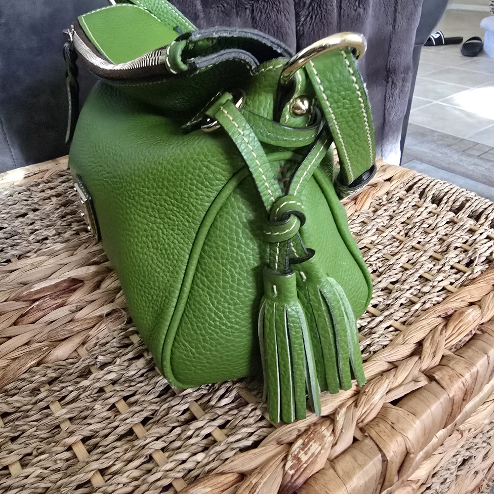 Dooney & Bourke Lime/Grass Green Pebbled Leather Small Satchel Shoulder Bag - Picture 3 of 17